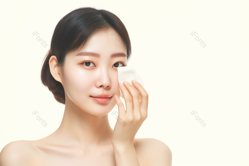 女性使用化妆棉卸妆人物摄影图,高清,摄影图,摄影图片,图片大全,摄影图免费下载